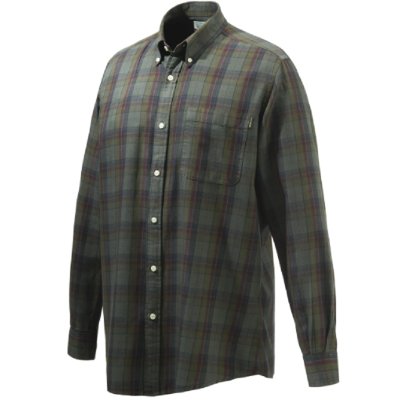 Wood Button Down košile - Green & Red Overd. Moss