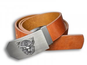 DarKing - Kožený pásek Myslivci 40mm hnědý-zkosená, 120