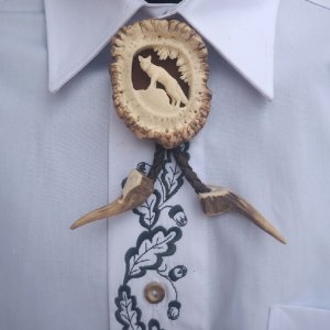 Myslivecká kravata Bolo - Liška - ruční práce