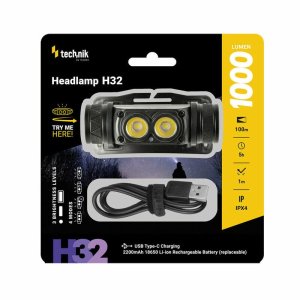 Technik MT-H32 nabíjecí čelovka LED OSRAM P9, USB-C, 1000 lumenů, stroboskop