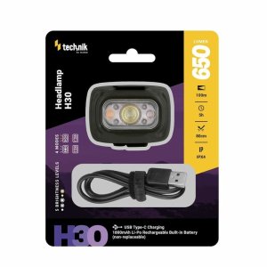 Technik MT-H30 Čelovka H30 nabíjecí baterie SST20 LED + červené světlo + USB-C (650 lm)
