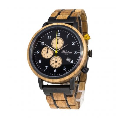 Gin Gold Black dřevěné hodinky